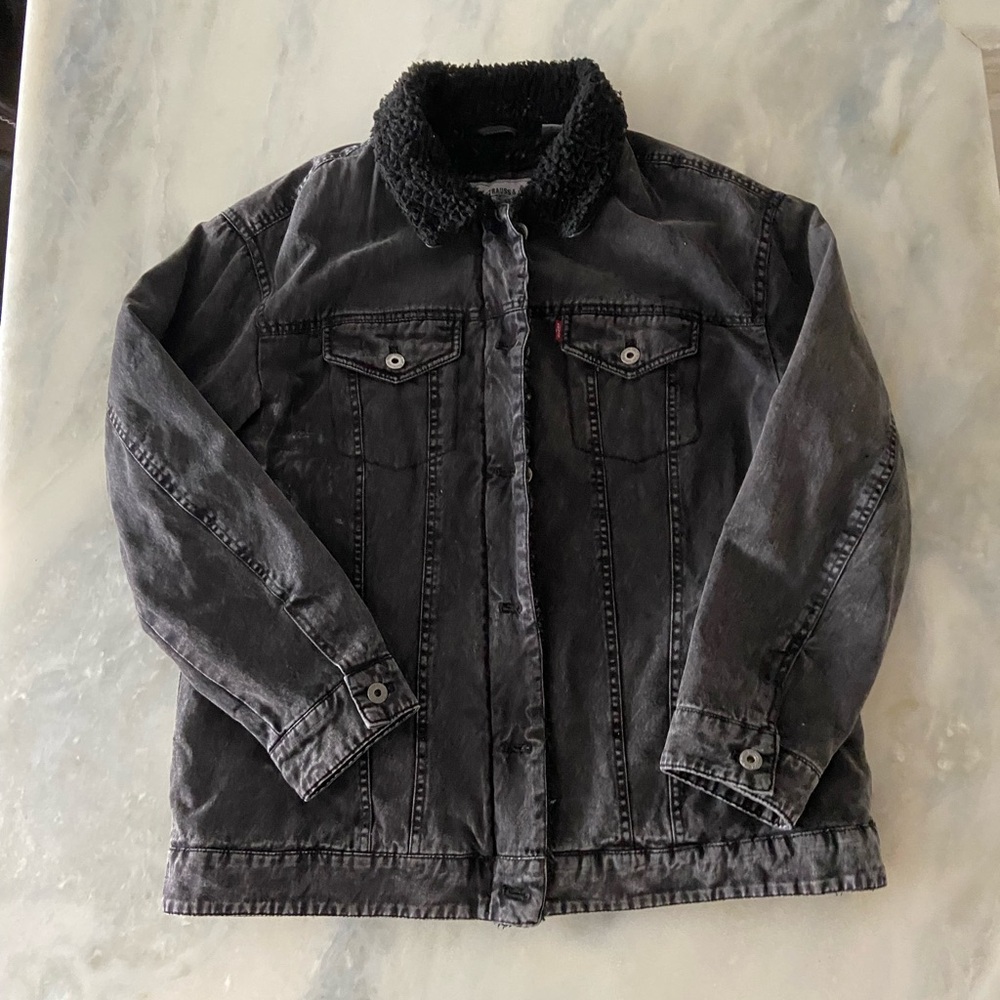 Levi’s Black Denim Faux Sherpa Lined Trucker Jacket